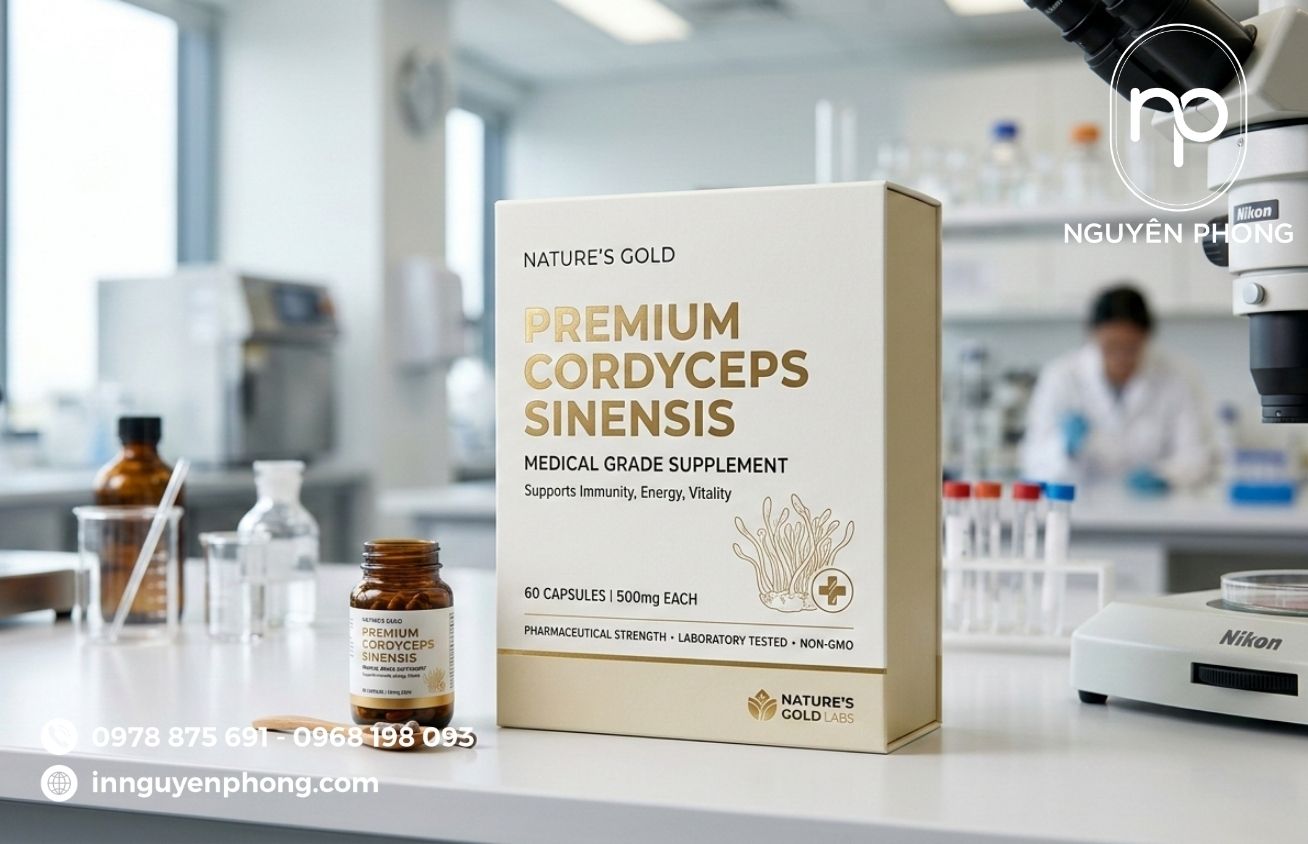 Mẫu hộp đựng đông trùng hạ thảo chuẩn quốc tế 